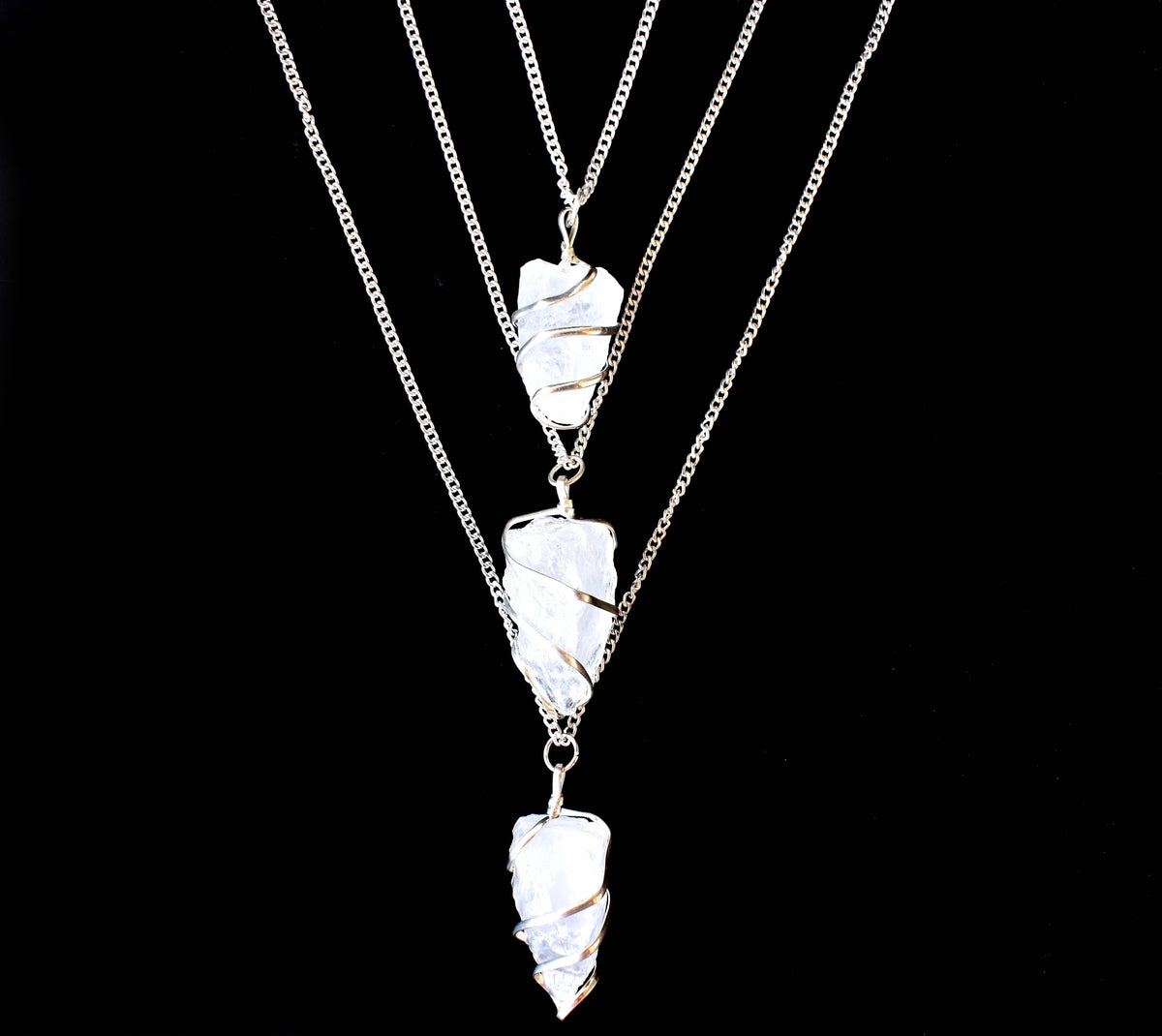 Crystal Quartz Raw Gemstone Pendant, Wire Wrapped Crystal Stone Pendant | | Wiccan Center