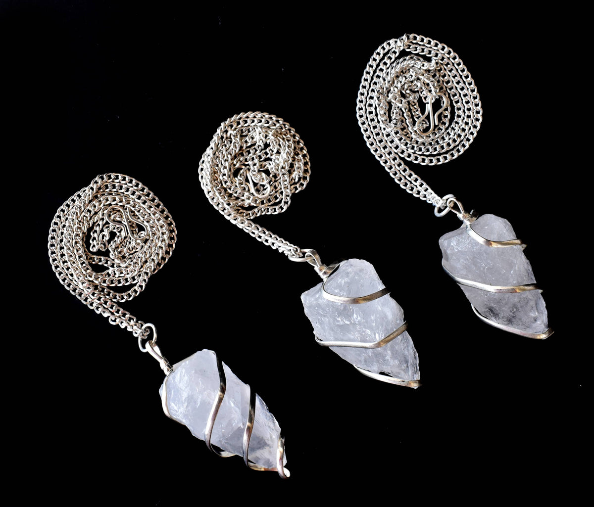 Crystal Quartz Raw Gemstone Pendant, Wire Wrapped Crystal Stone Pendant | | Wiccan Center