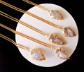 Rose Quartz Arrowheads Pendants, Electroplated Gold Crystals Pendants with Chain | | Wiccan Center