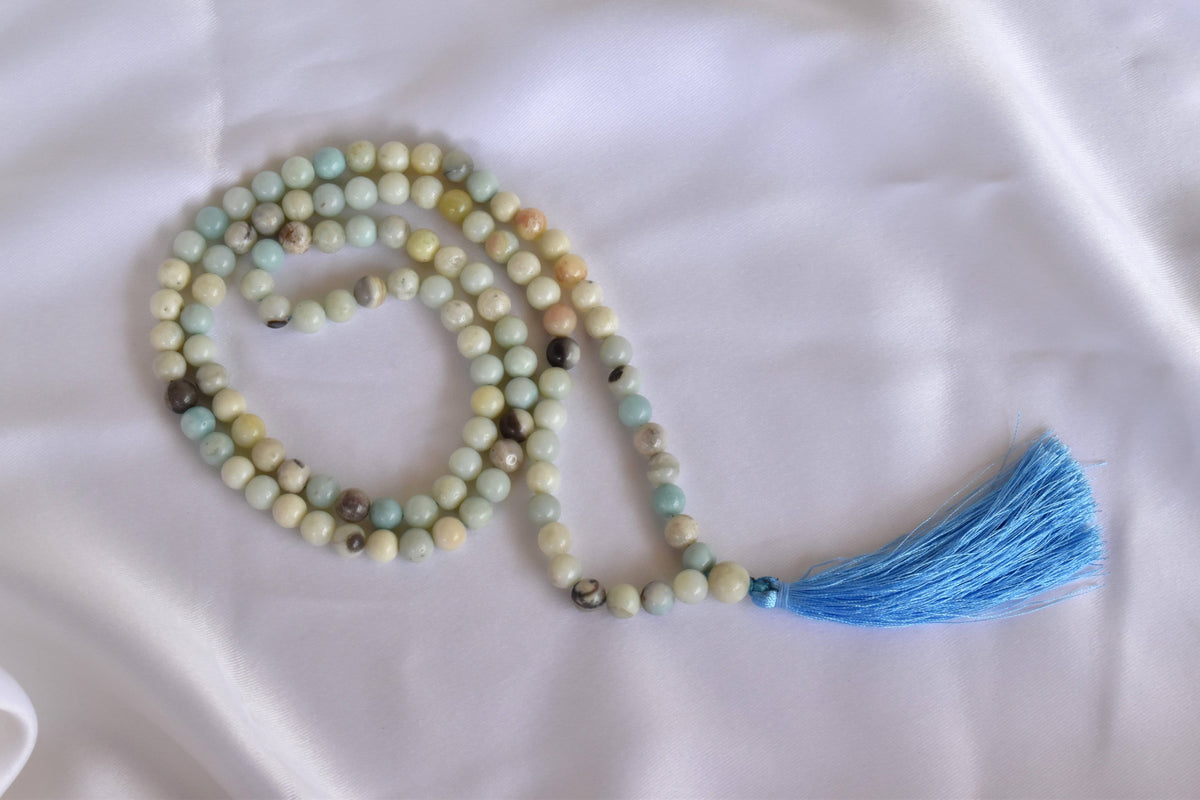 Multi Amazonite Gemstone Mala, 108 Prayer Bead Mala.