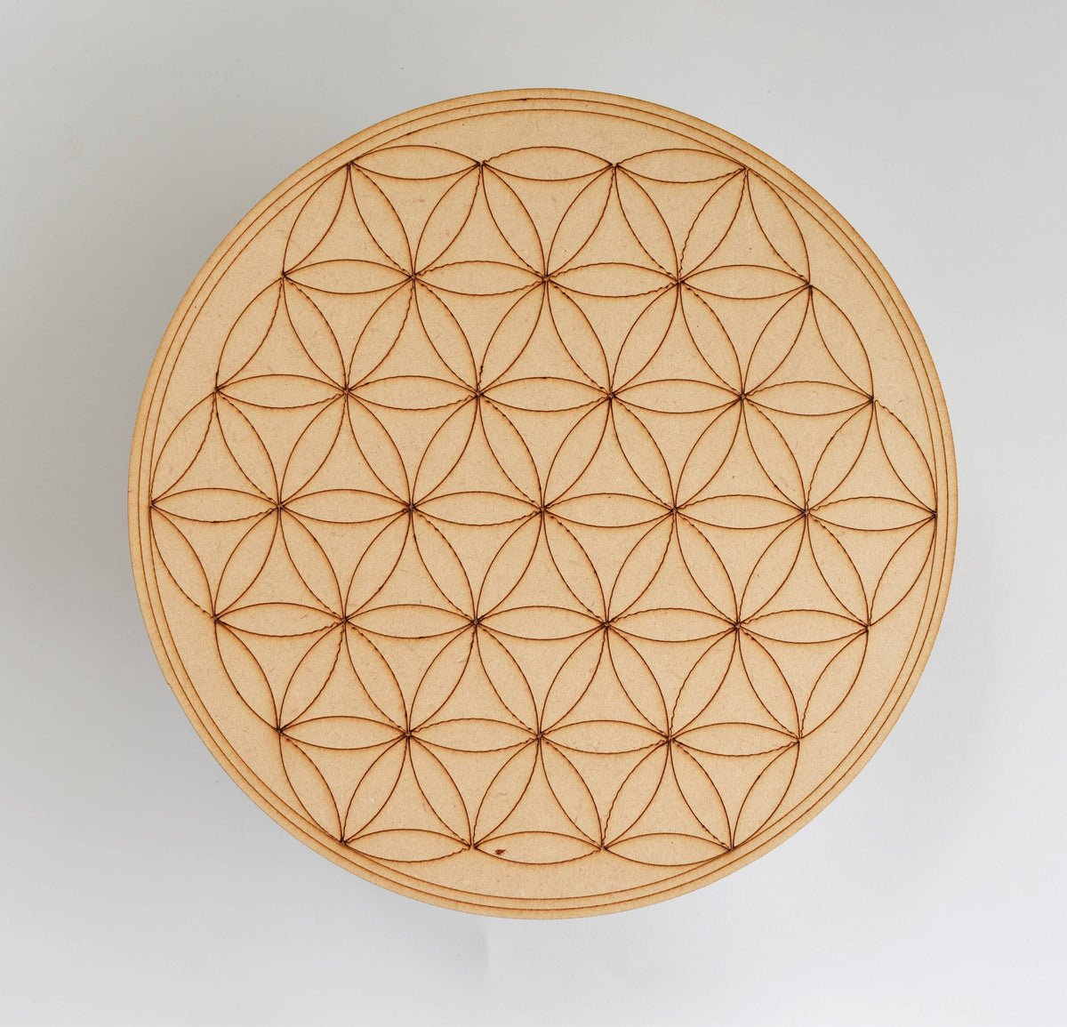 Tree of Life with Om Crystal Grid Board, 6" Wooden Crystal Grid Plate | Pyramids & Spheres | Wiccan Center