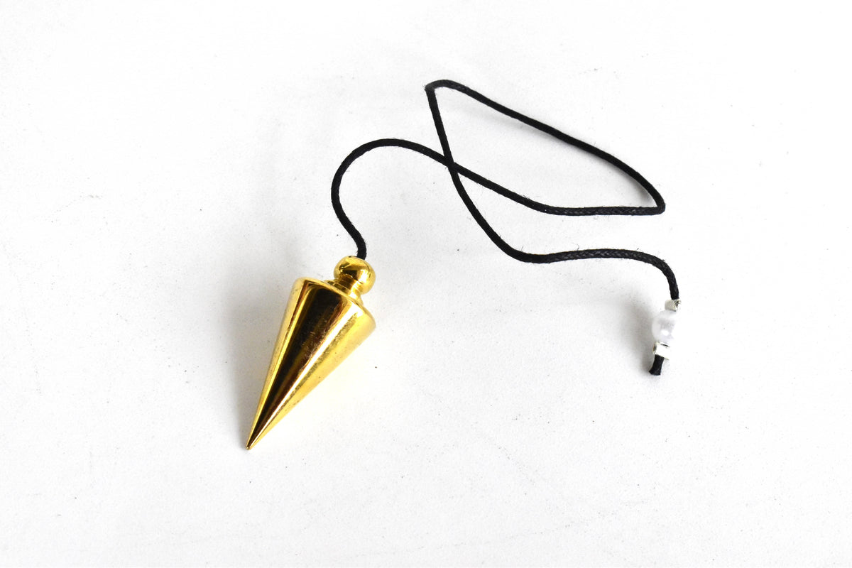 Cone with Round Brass Pendulum Silver Metal Pendulums.