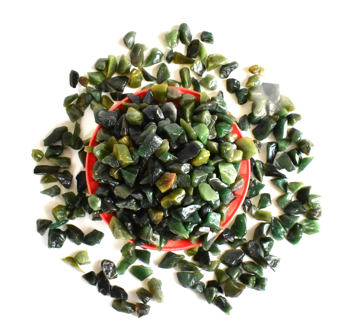 Raw Green Jade Crystal Chips.
