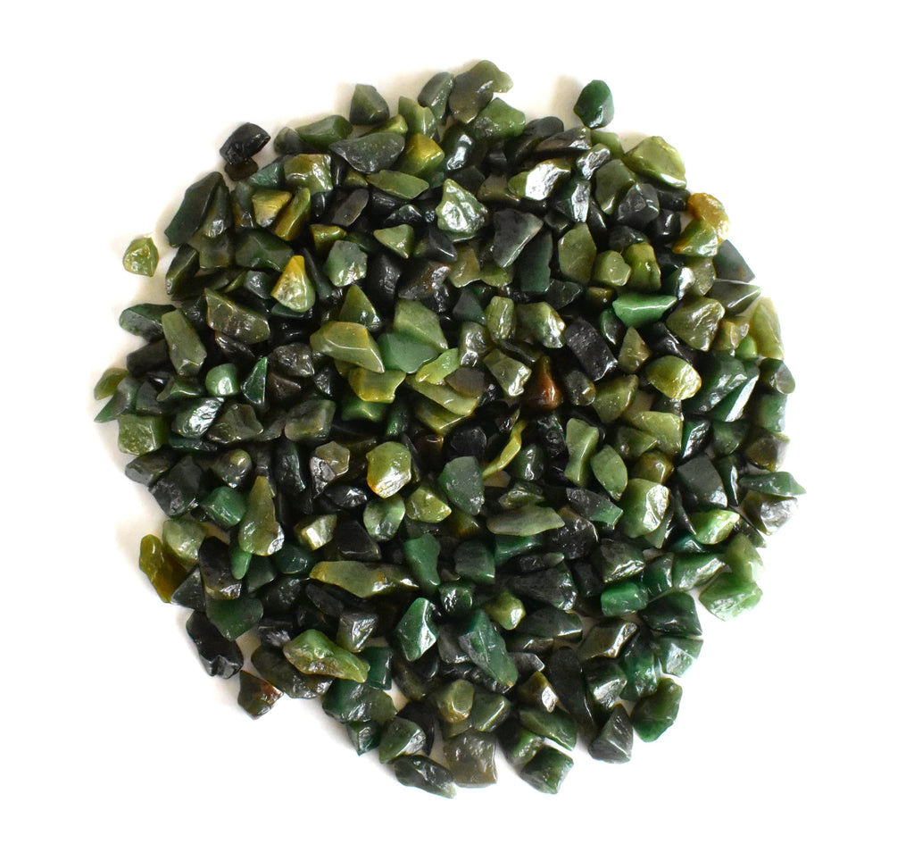 Raw Green Jade Crystal Chips.