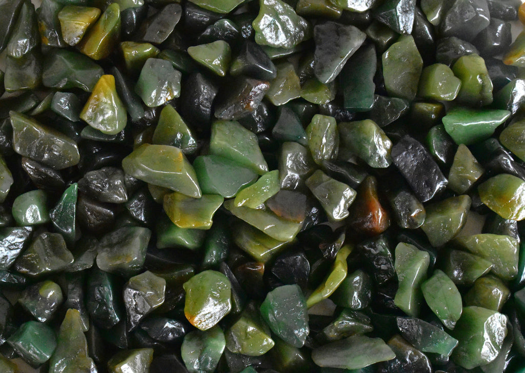 Raw Green Jade Crystal Chips.