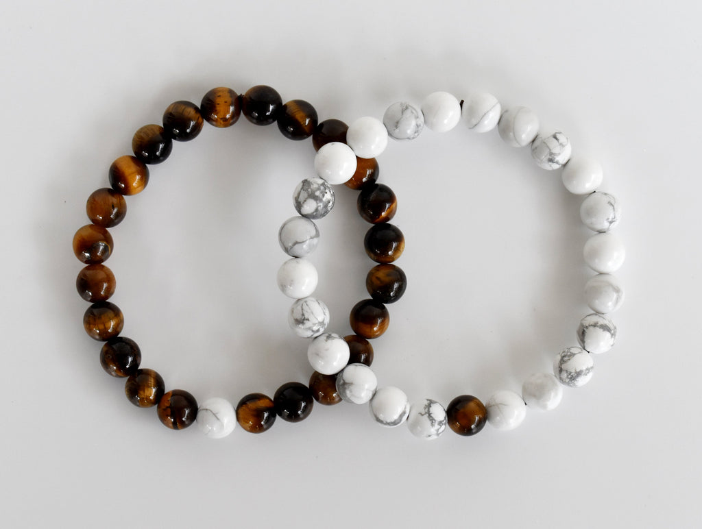 Tiger Eye Howlite Couple Bracelets, Anniversary Gift (Prosperity and Truth) | Bracelets | Wiccan Center