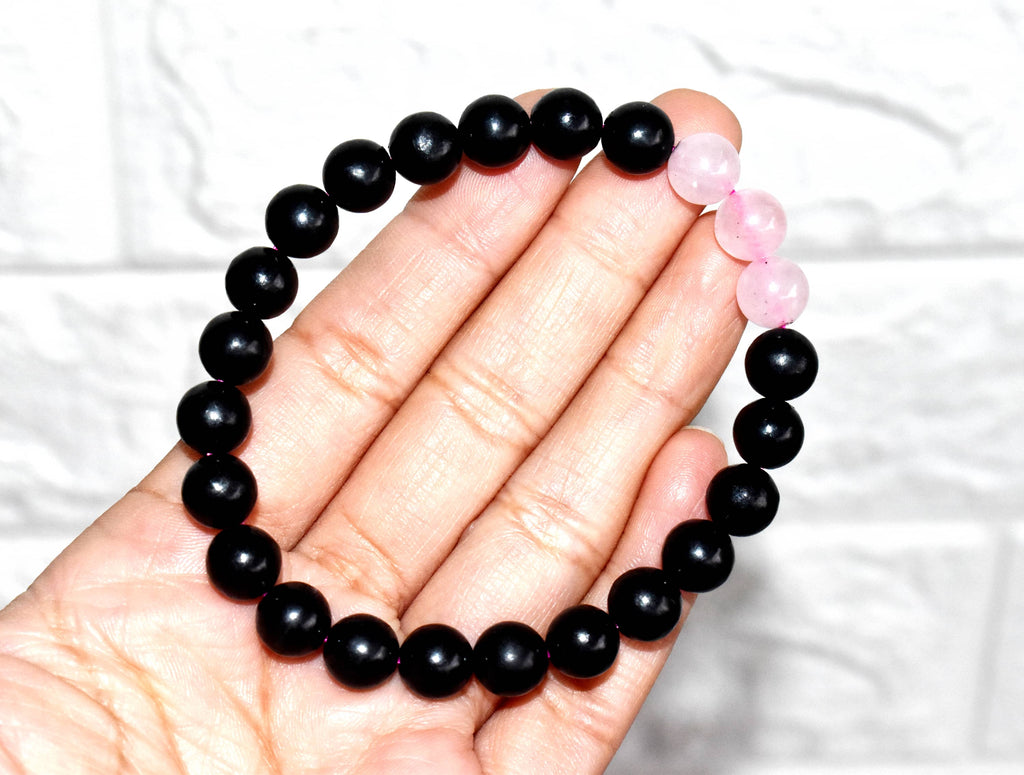 EMF Protection Crystal Bracelet, EMF Bracelet (Shungite Black, Rose Quartz) | | Wiccan Center