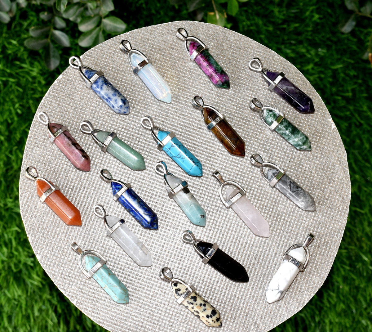 Polished Double Terminated Crystal Points Pencil Pendant Necklace