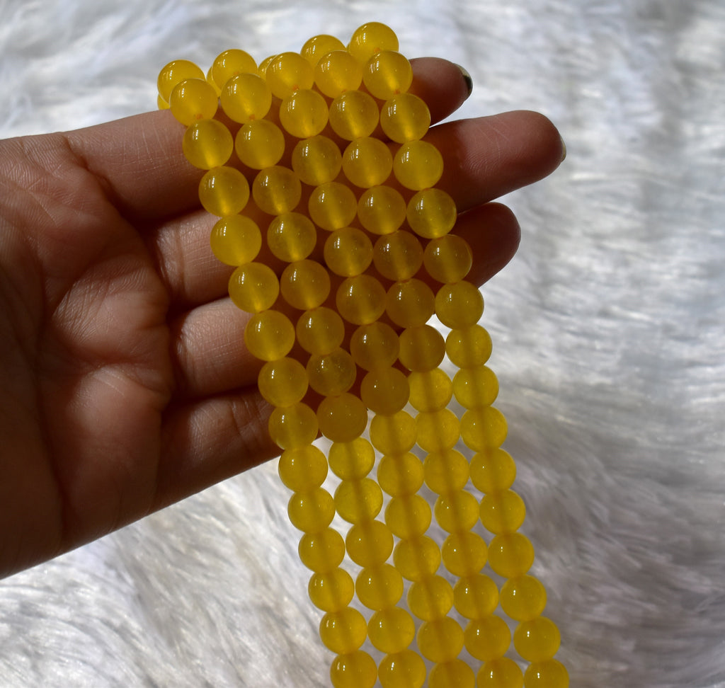 Yellow Jade Gemstone Beads, Crystal Beads for Jewelry.