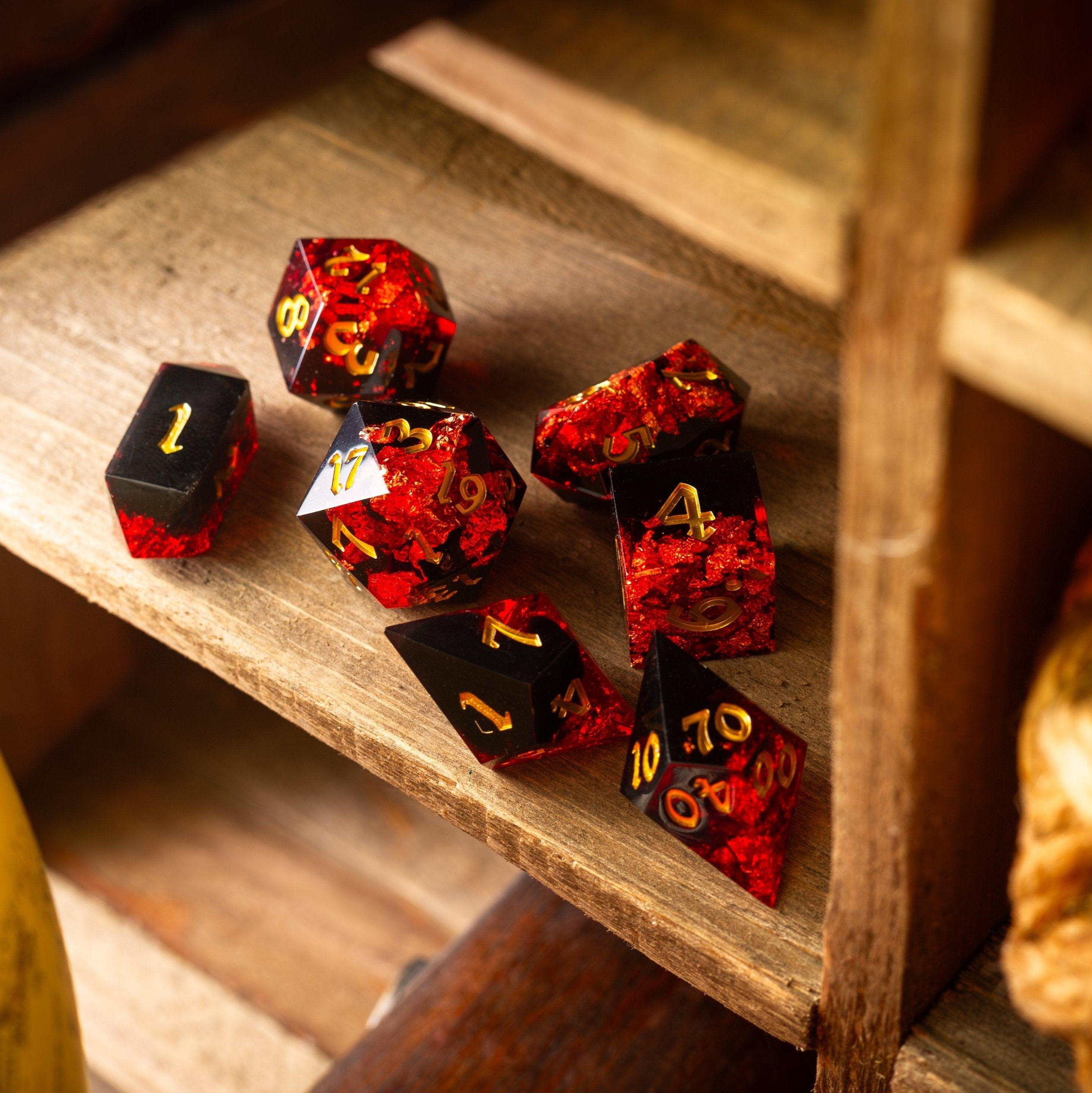 Dark Blood Handmade Resin DND Dice Set | Resin Dice | Wiccan Center