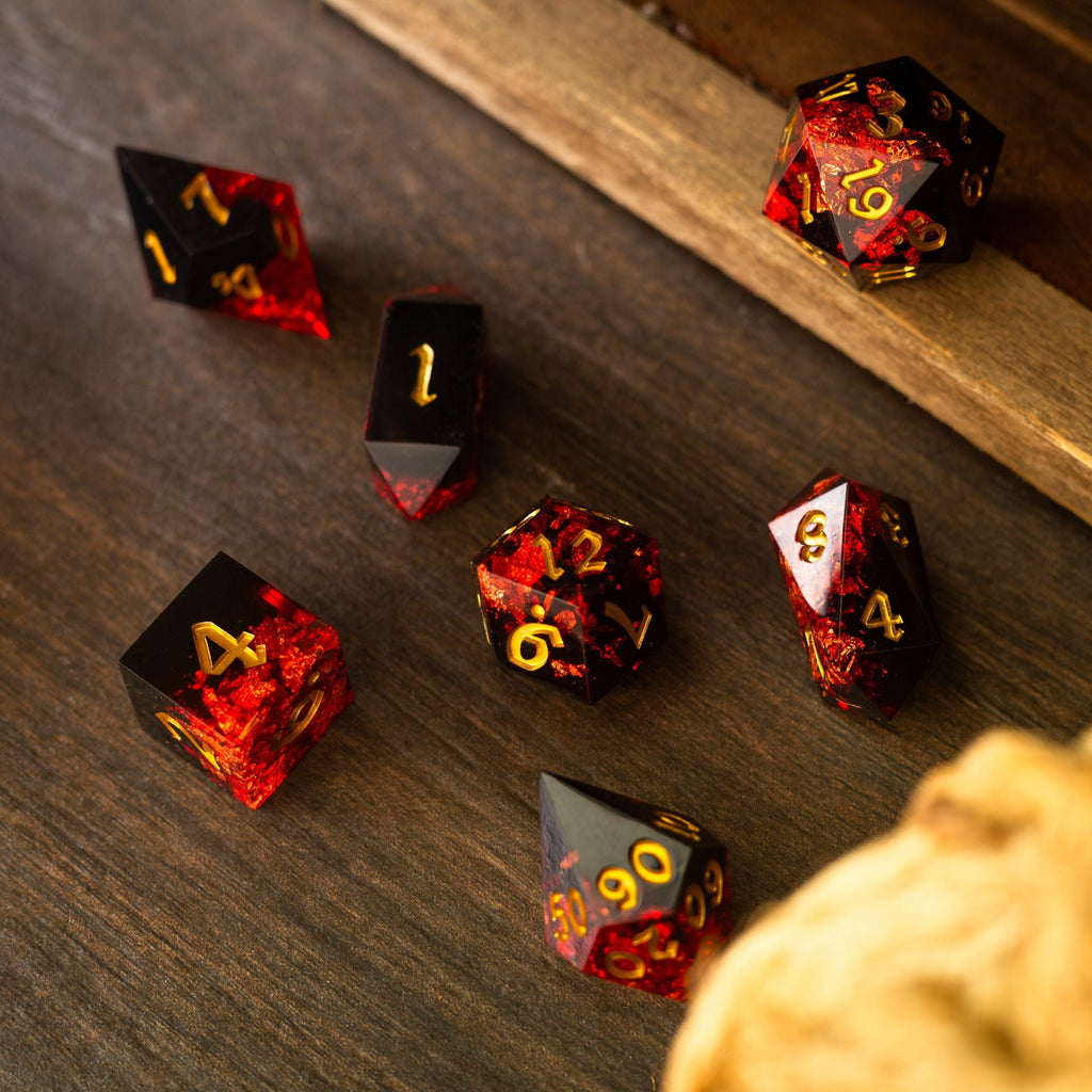 Dark Blood Handmade Resin DND Dice Set | Resin Dice | Wiccan Center