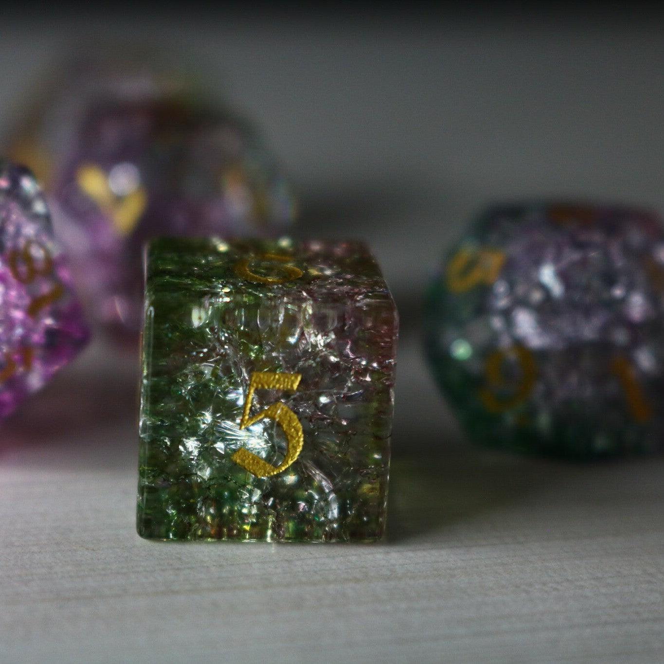 Dark Nox Forge Fire Glass DND Dice Set | Gemstone Dice | Wiccan Center