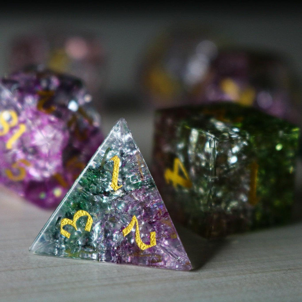 Dark Nox Forge Fire Glass DND Dice Set | Gemstone Dice | Wiccan Center
