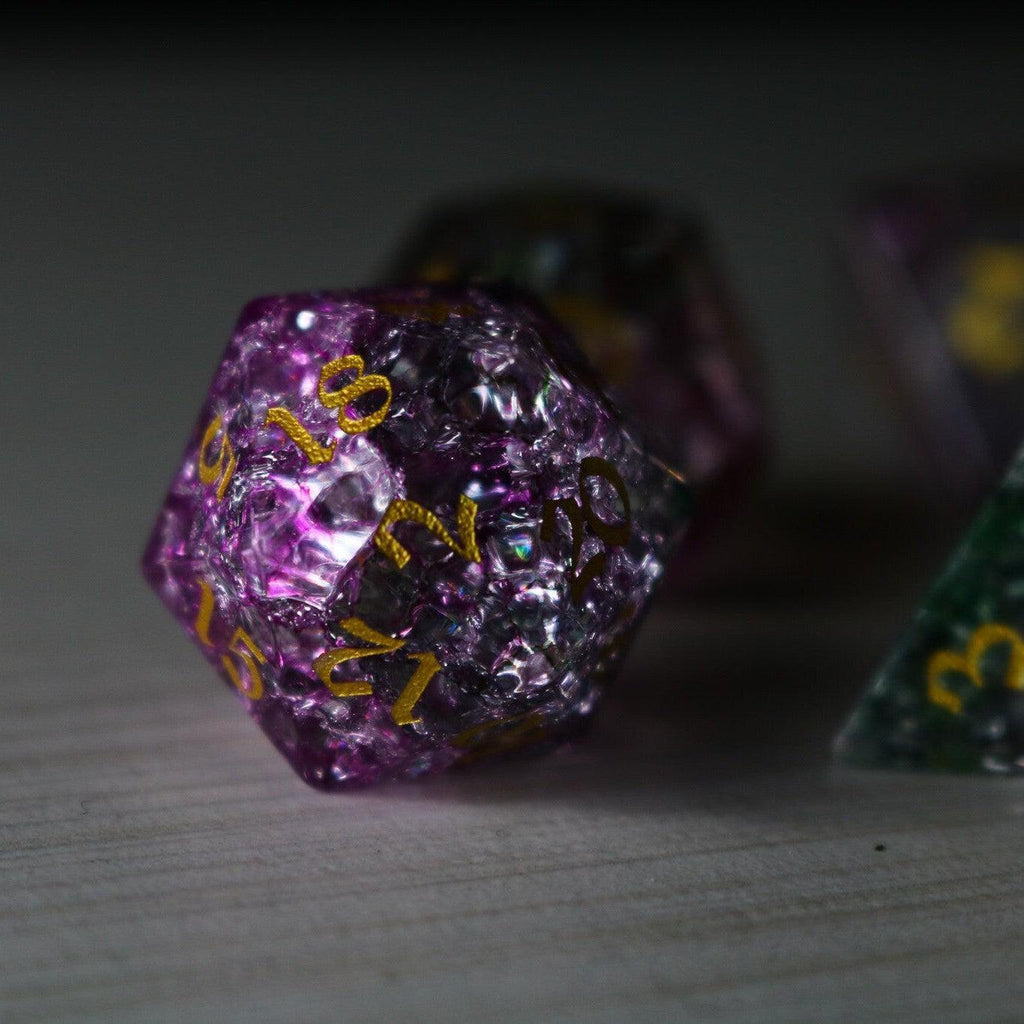 Dark Nox Forge Fire Glass DND Dice Set | Gemstone Dice | Wiccan Center