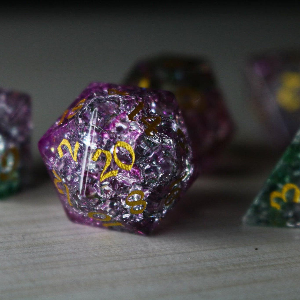 Dark Nox Forge Fire Glass DND Dice Set | Gemstone Dice | Wiccan Center