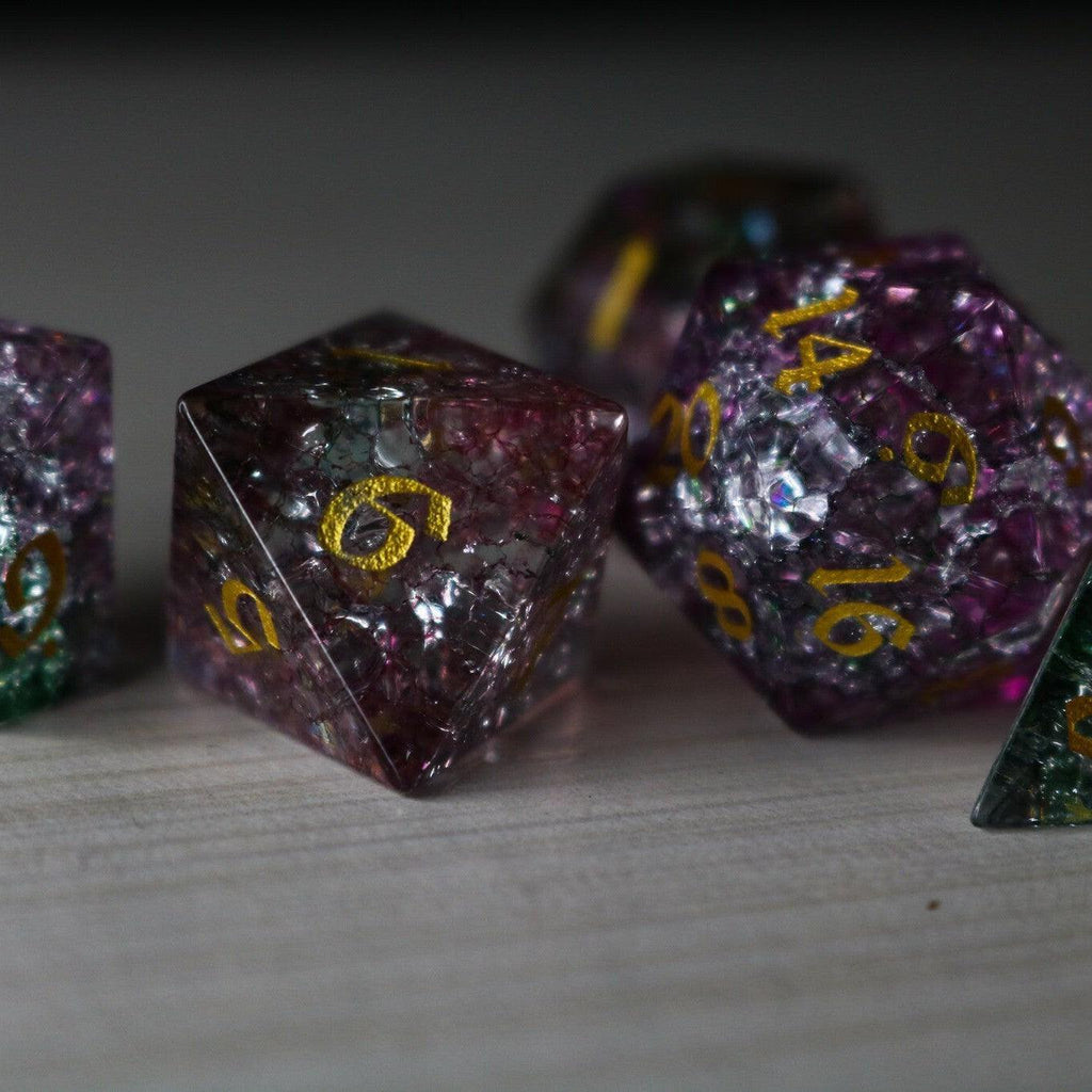Dark Nox Forge Fire Glass DND Dice Set | Gemstone Dice | Wiccan Center