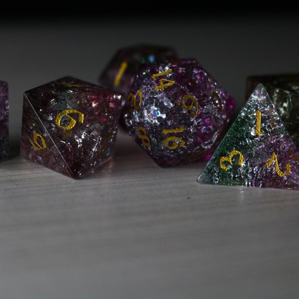 Dark Nox Forge Fire Glass DND Dice Set | Gemstone Dice | Wiccan Center