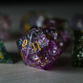 Dark Nox Forge Fire Glass DND Dice Set | Gemstone Dice | Wiccan Center