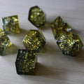 Dark Sun (Green And Yellow) Forge Fire Glass DND Dice Set | Gemstone Dice | Wiccan Center