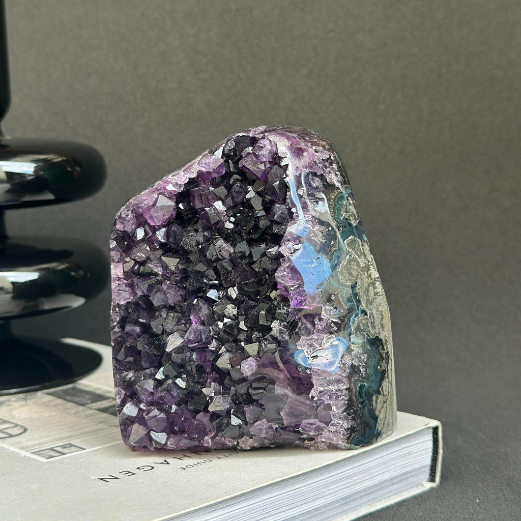 Deep Purple Amethyst cathedral geode, Unique raw crystal cluster, self stand | Rocks & Geodes | Wiccan Center