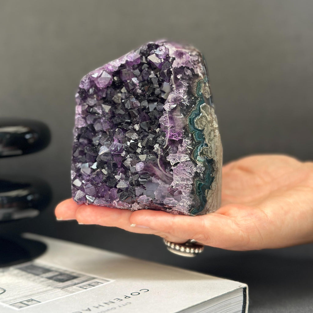 Deep Purple Amethyst cathedral geode, Unique raw crystal cluster, self stand | Rocks & Geodes | Wiccan Center