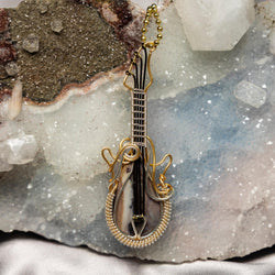 Dendritic Agate Guitar Wire Wrap Pendant 3.25 Inch | Wire Wraps | Wiccan Center