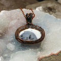 Dendritic Agate Oval Wire Wrap Pendant 2 Inch