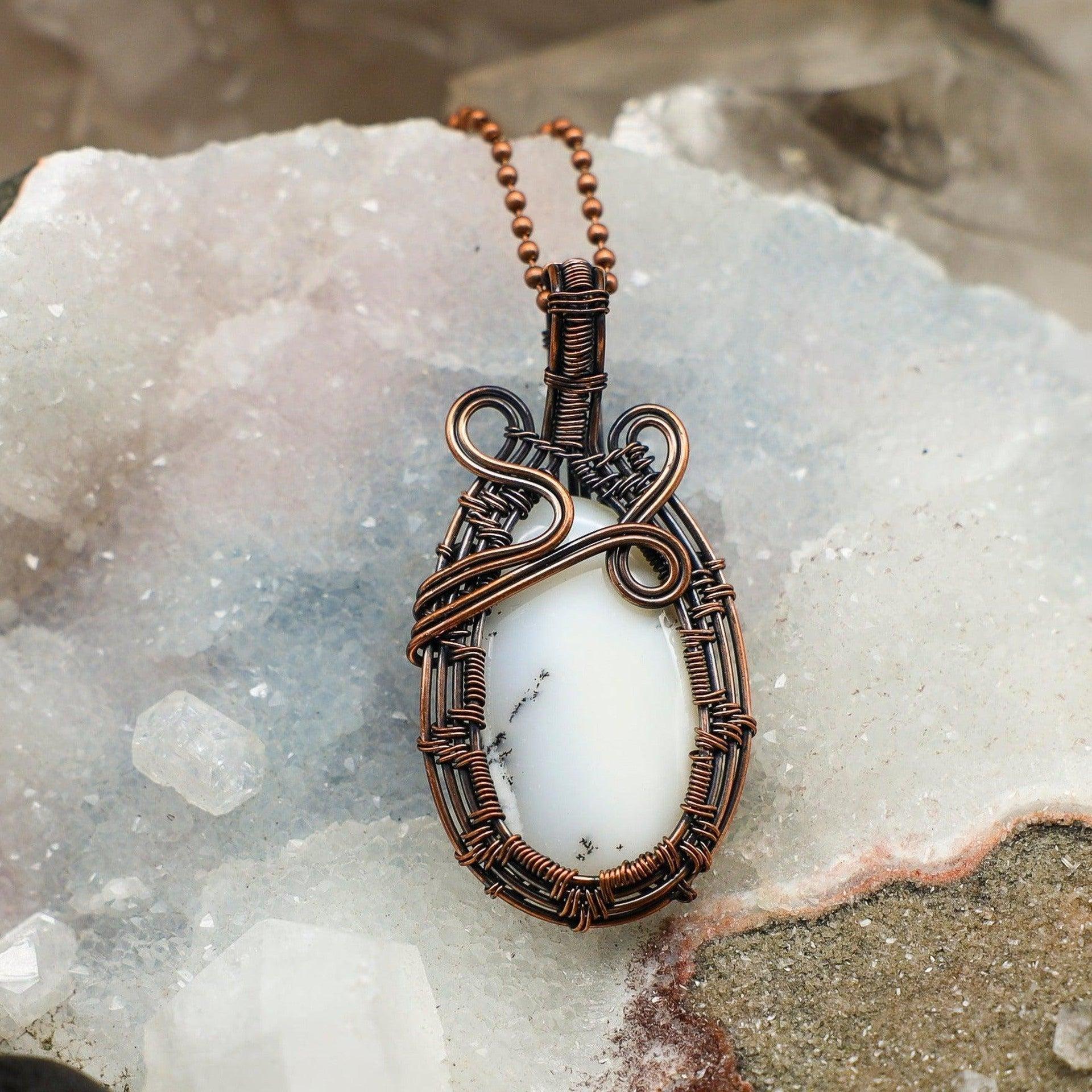 Dendritic Agate Wire Wrap Pendant 2.75 Inch