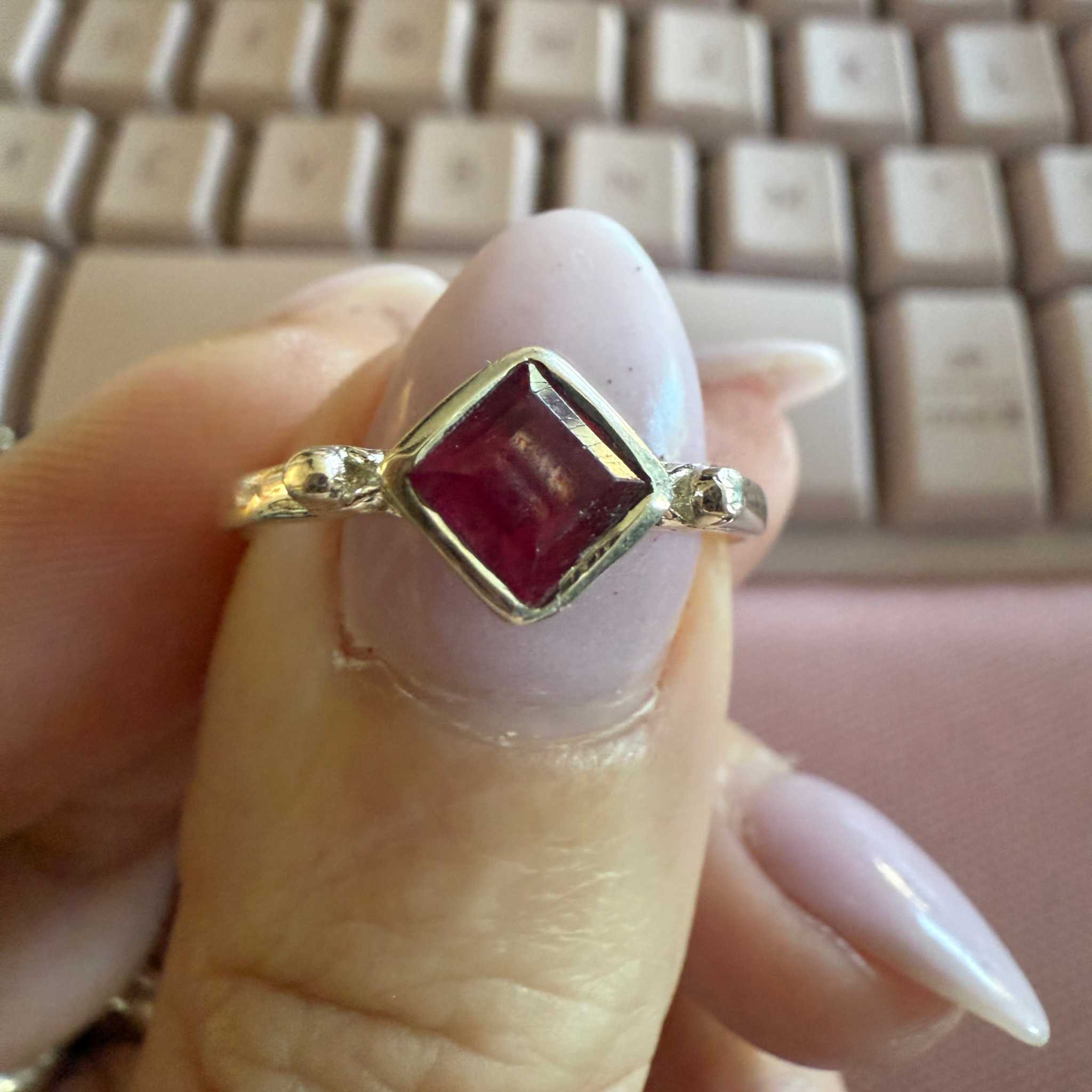 Ruby Diamond-Cut Sterling Silver Ring | Rings | Wiccan Center