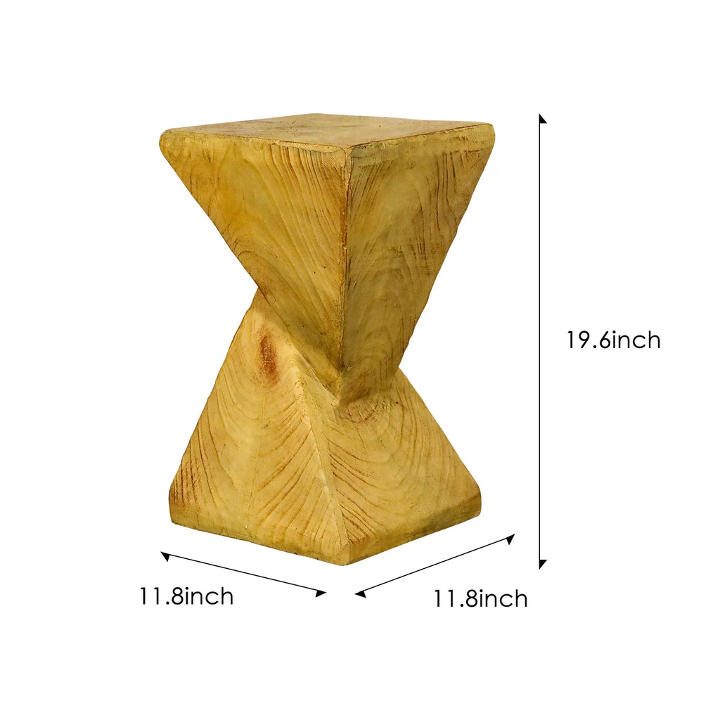 Concrete Outdoor Side Tables Twisted Pyramid 19 Inch