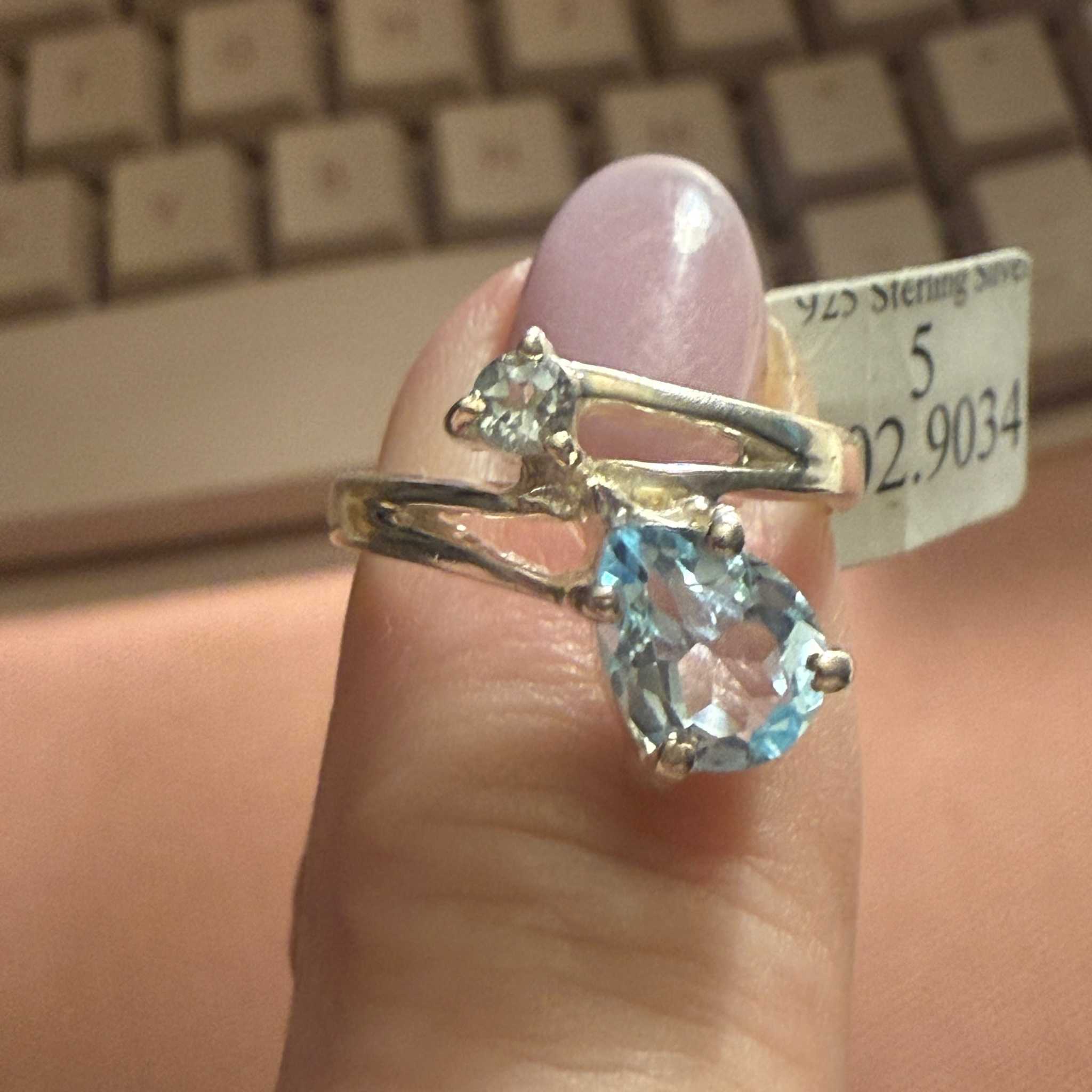 Double Blue - Topaz with Aquamarine Ring in Sterling Silver Size 5) | Rings | Wiccan Center