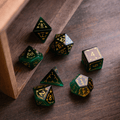 Dragon Shield Green Cats Eye Stone Gemstone DND Dice Set | Gemstone Dice | Wiccan Center