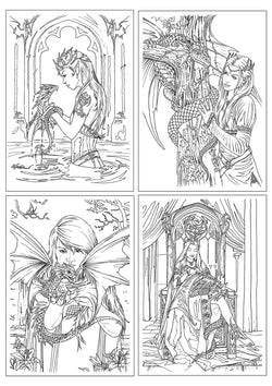 Dragon Friendship Color-In Cards 4 Pack | Anne Stokes Coloring Cards | Wiccan Center