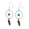 Dreamcatcher Earrings with Dangling Feather and bead | Earrings | Wiccan Center