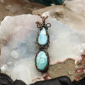 Dual Larimar Wire Wrap Pendant 3.5 Inch