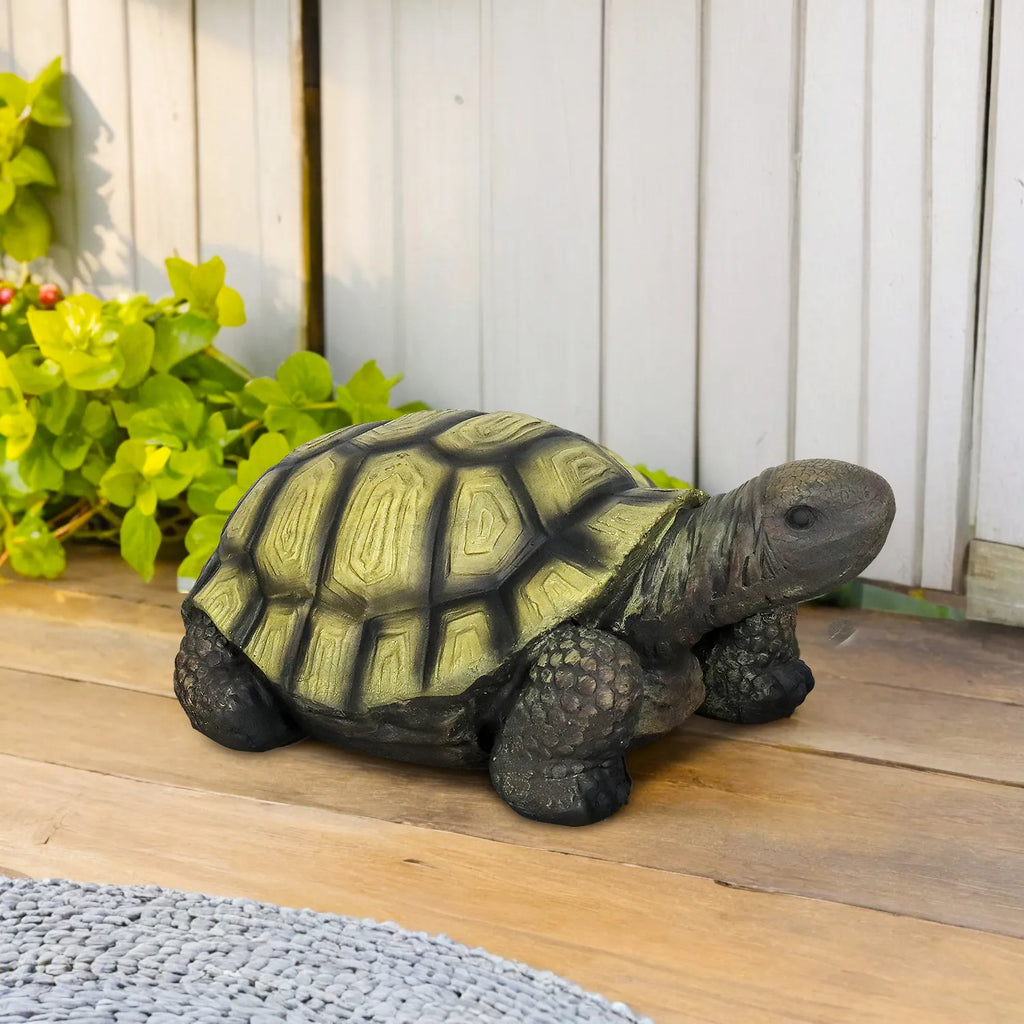 Concrete Turtle Garden Statues Painted Shell 16 Inch