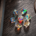 Dwarf Cut Dichroic Glass Premium DND Dice Set | Gemstone Dice | Wiccan Center