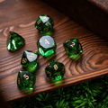 Dwarf Cut Green Gemstone Glass Premium DND Dice Set | Gemstone Dice | Wiccan Center