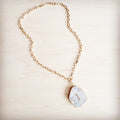 **Matte Gold Gilded Agate Pendant on Gold Chain Necklace 257kl