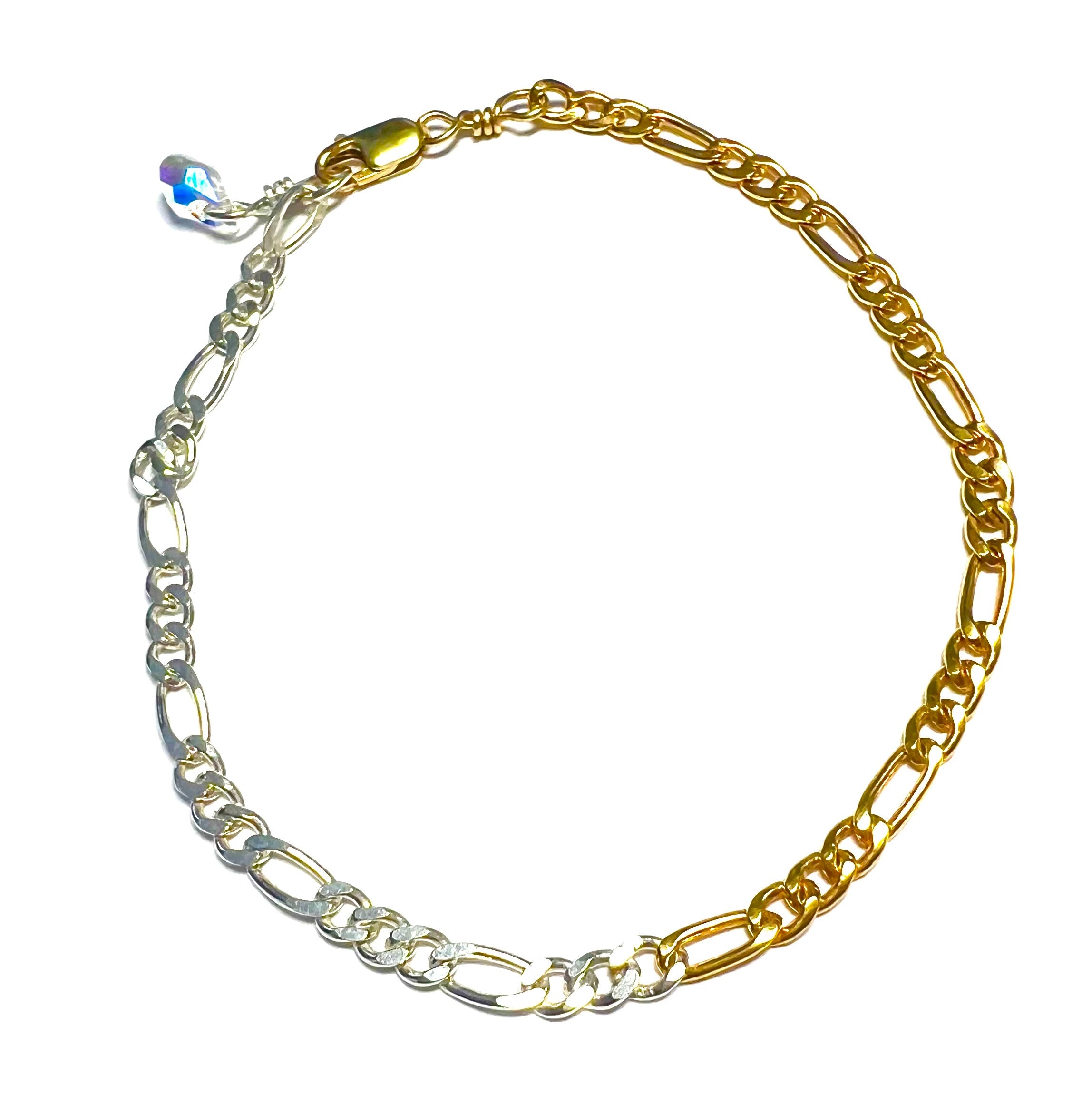 Figaro Chain Bracelet / Anklet with Swarovski Clasp