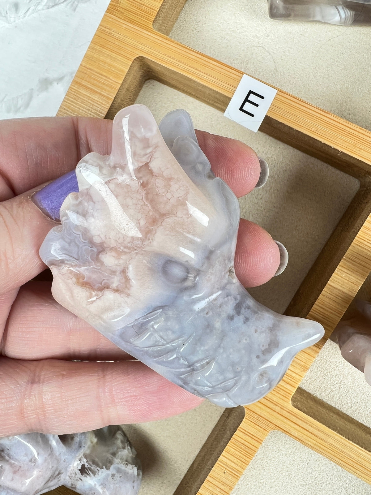 Beautiful Flower Agate Dragon for Confident Growth, 2 Inches