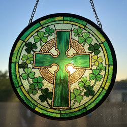 Shamrock Wreath Celtic Cross Suncatcher | Gifts | Wiccan Center