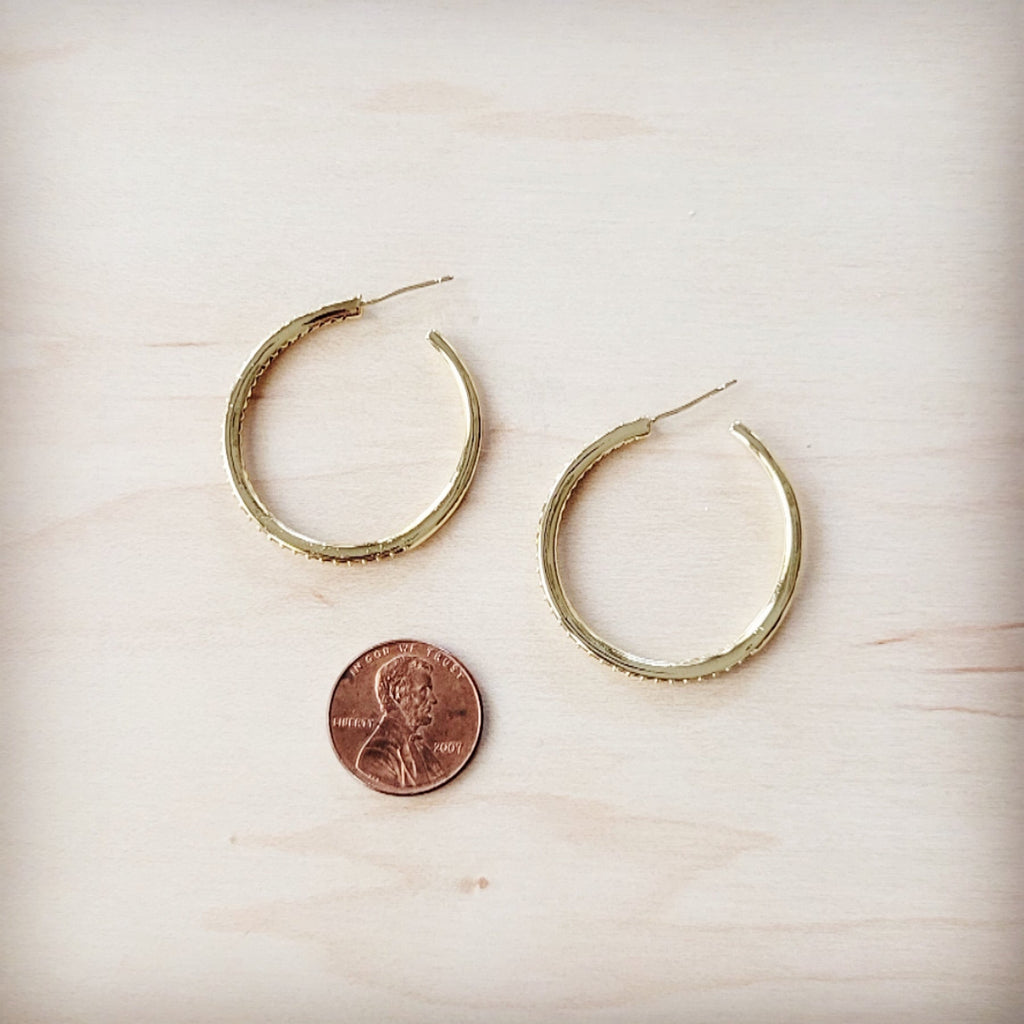 Black Diamond Glimmer Gold Hoop Earrings 219cn