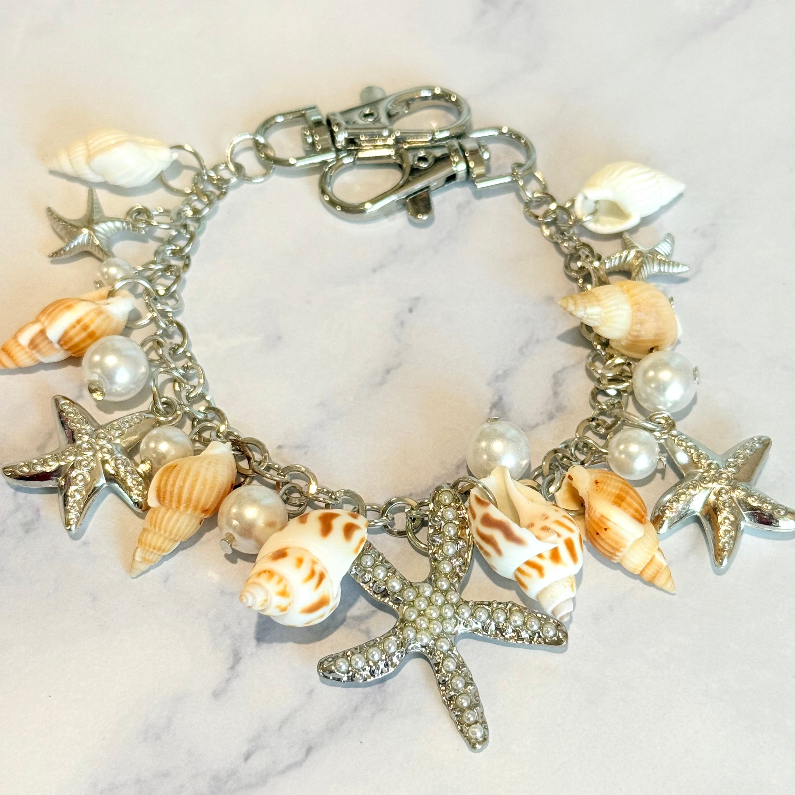 Sea Shells Silver Deluxe Tumbler Charm Necklace | Necklace | Wiccan Center