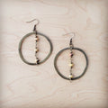Western Copper Hoop Earrings w/ Natural Agate Beads 200s | Earrings | Wiccan Center
