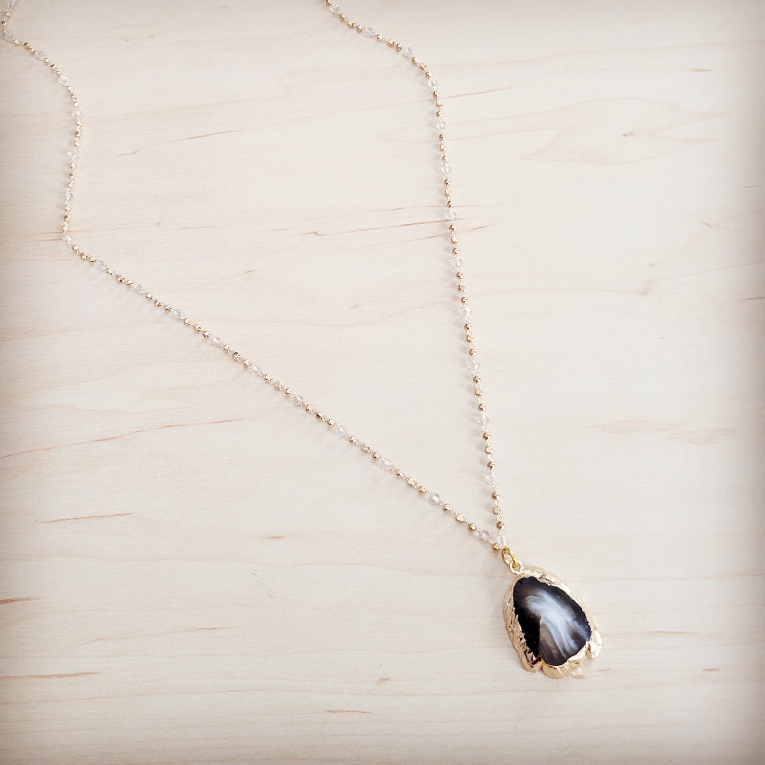 **Gilded Black Agate Necklace 257ma | Necklace | Wiccan Center