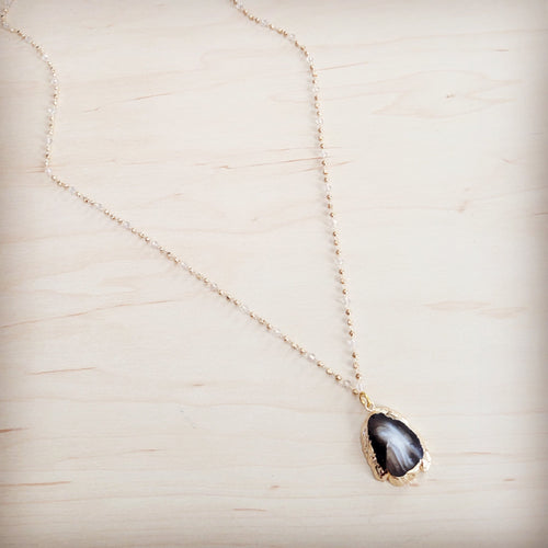 **Gilded Black Agate Necklace 257ma | Necklace | Wiccan Center