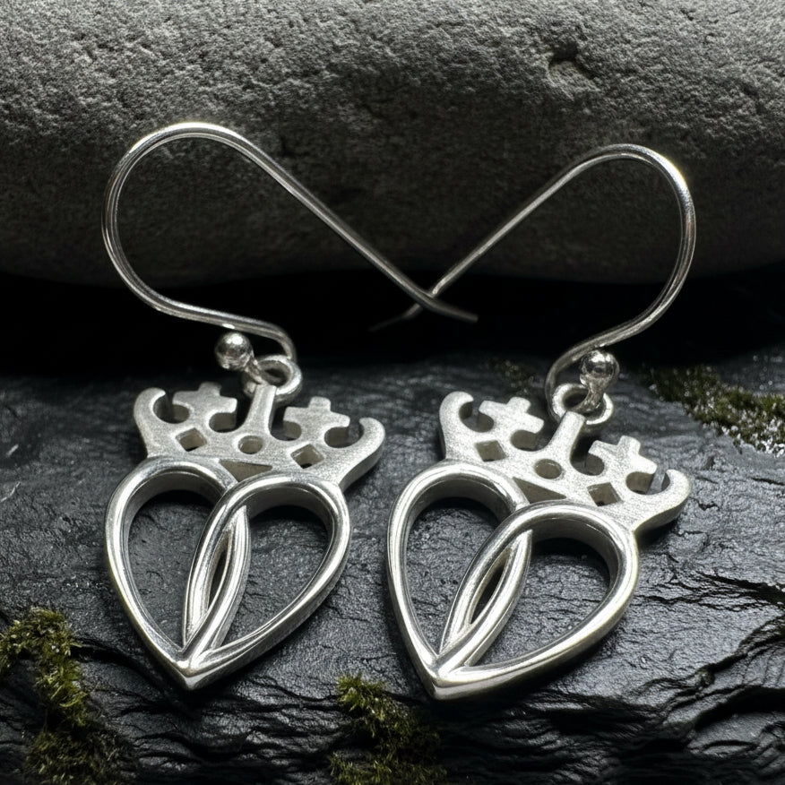 Lady Arieen Scottish Luckenbooth Earrings in Sterling Silver | Dangle Earrings | Wiccan Center