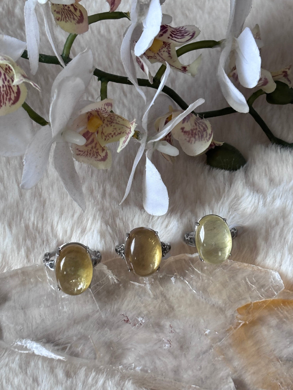 Golden Lepidolite Ring