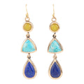 Yellow Quartz and Blue Turquoise Golden Drop Earrings | Earrings | Wiccan Center